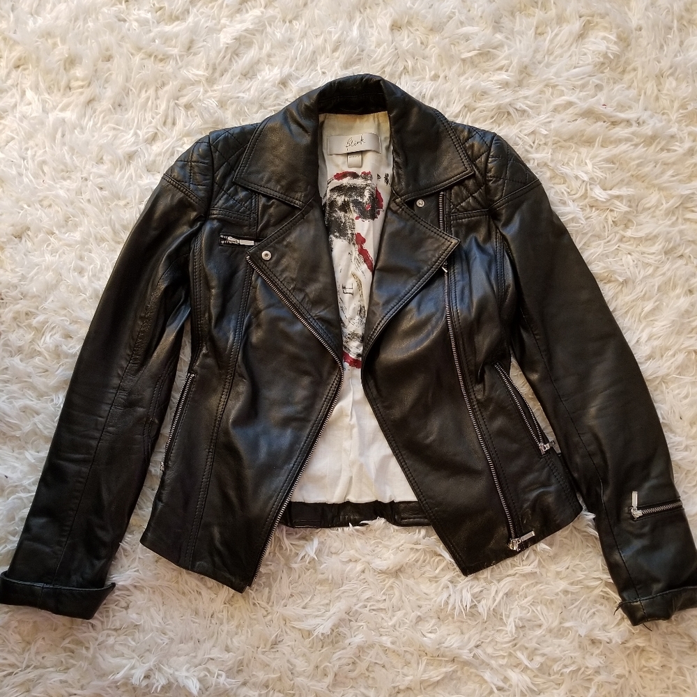 100% genuine leather moto jacket